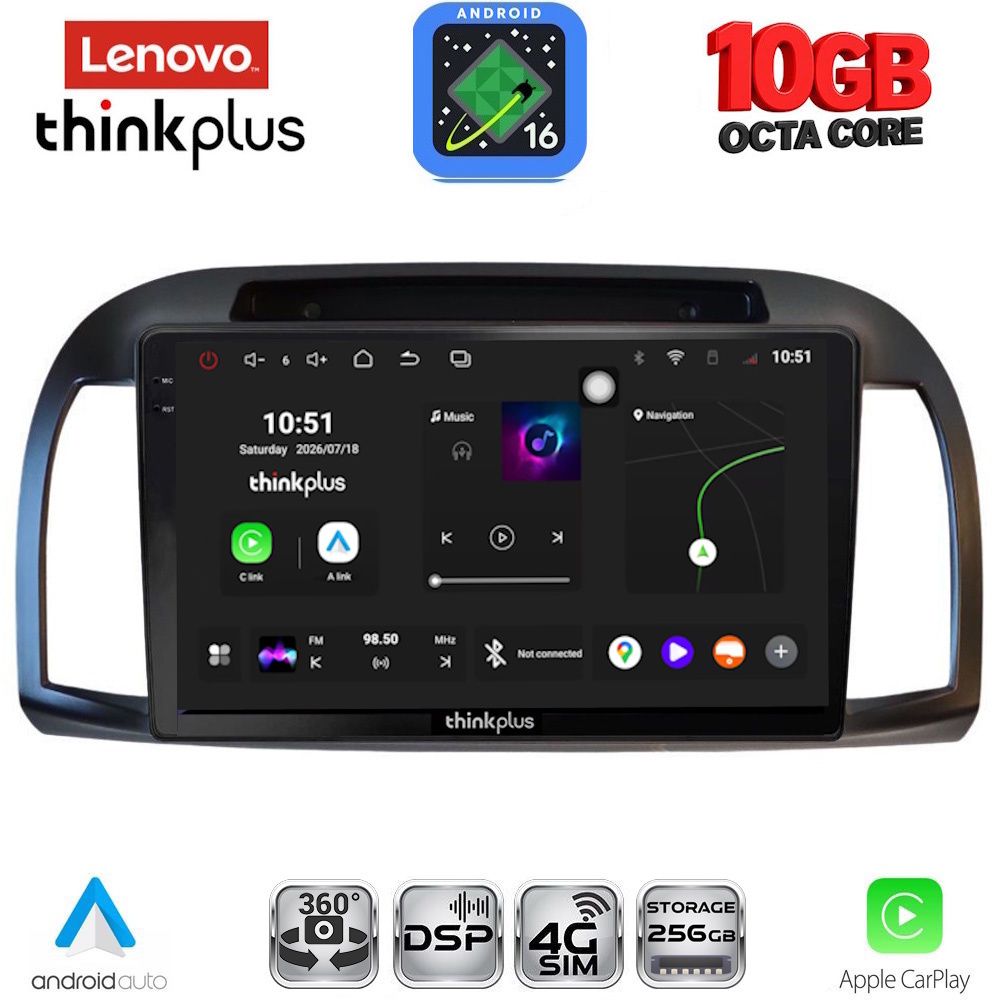 LENOVO LTM 11457BL_CPA (9inc) MULTIMEDIA TABLET for NISSAN MICRA K12 mod. 2002-2010 (BLACK)