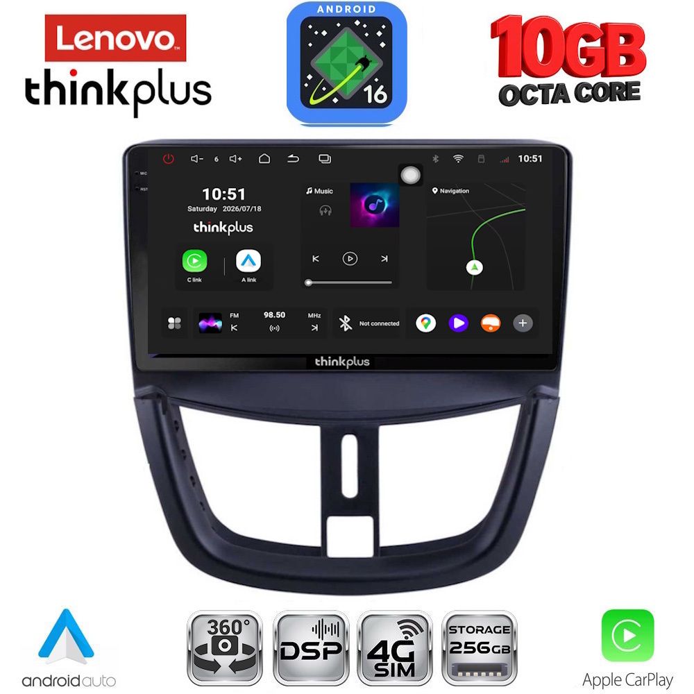 LENOVO LTM 11507_CPA (9inc) MULTIMEDIA TABLET for PEUGEOT 207 mod. 2007-2020