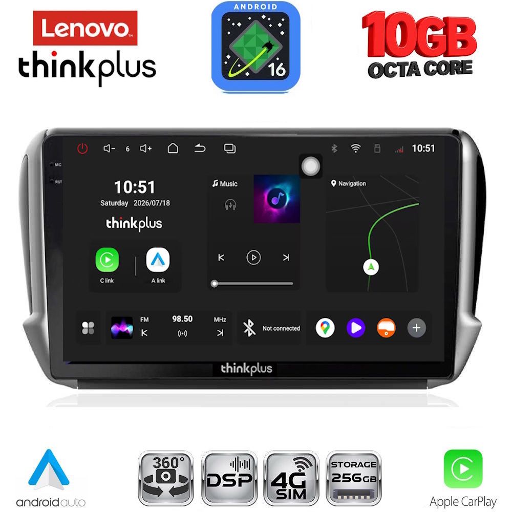 LENOVO LTM 11508_CPA (10inc) MULTIMEDIA TABLET for PEUGEOT 208-2008 mod. 2012-2021