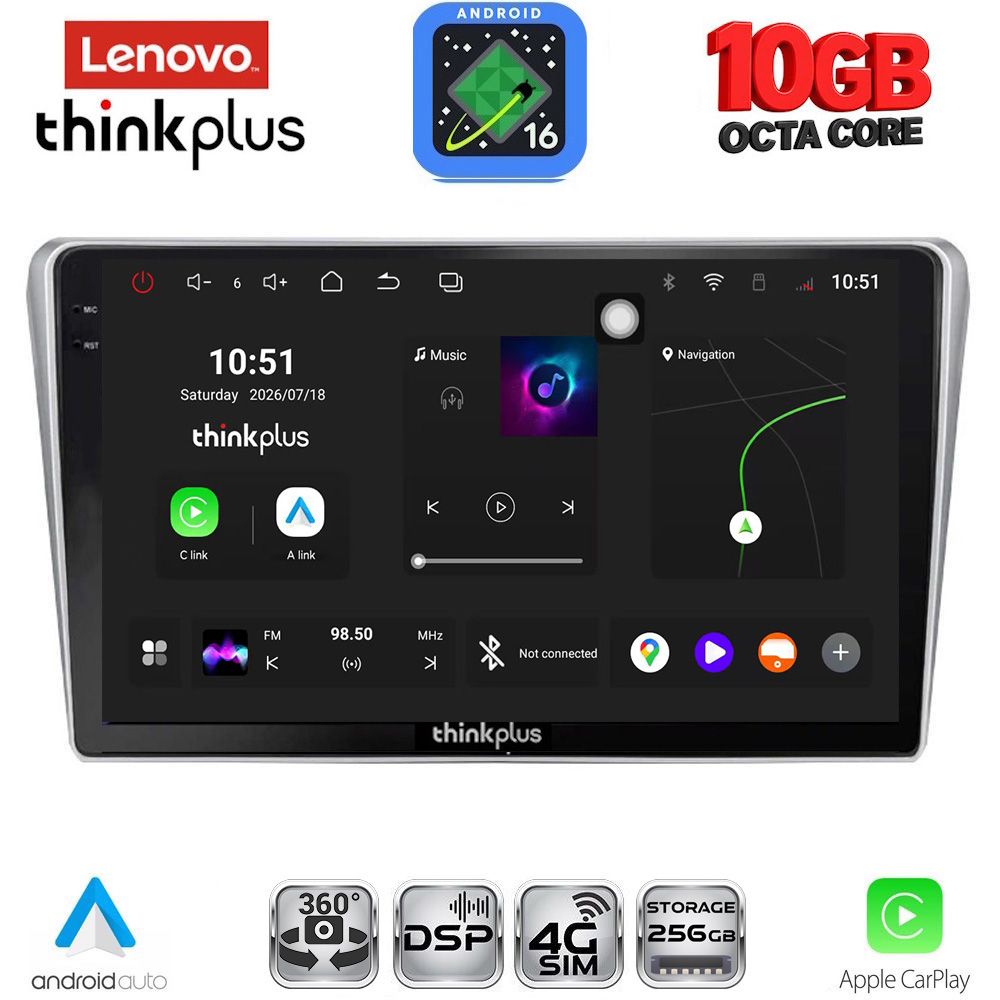 LENOVO LTM 11704SL_CPA (9inc) MULTIMEDIA TABLET for TOYOTA AVENSIS (T25) mod. 2003-2009 (SILVER)