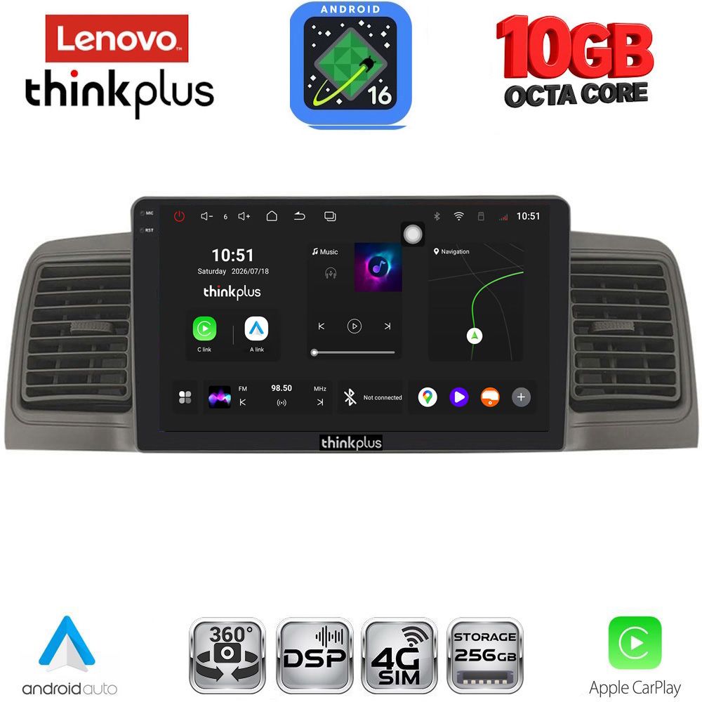 LENOVO LTM 11712GR_CPA (9inc) MULTIMEDIA TABLET for TOYOTA COROLLA mod. 2001-2006 (GREY)