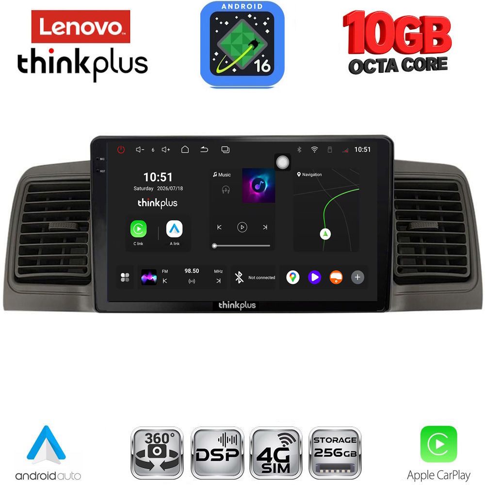 LENOVO LTM 11712BL_CPA (9inc) MULTIMEDIA TABLET for TOYOTA COROLLA mod. 2001-2006 (BLACK)