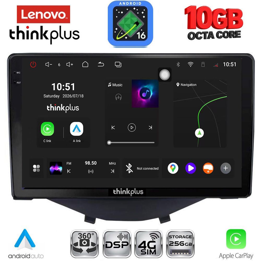 LENOVO LTM 11715_CPA CLIMA-A/C (9inc) MULTIMEDIA TABLET for CITROEN C1-PEUGEOT 108-TOYOTA AYGO mod. 2014-2022