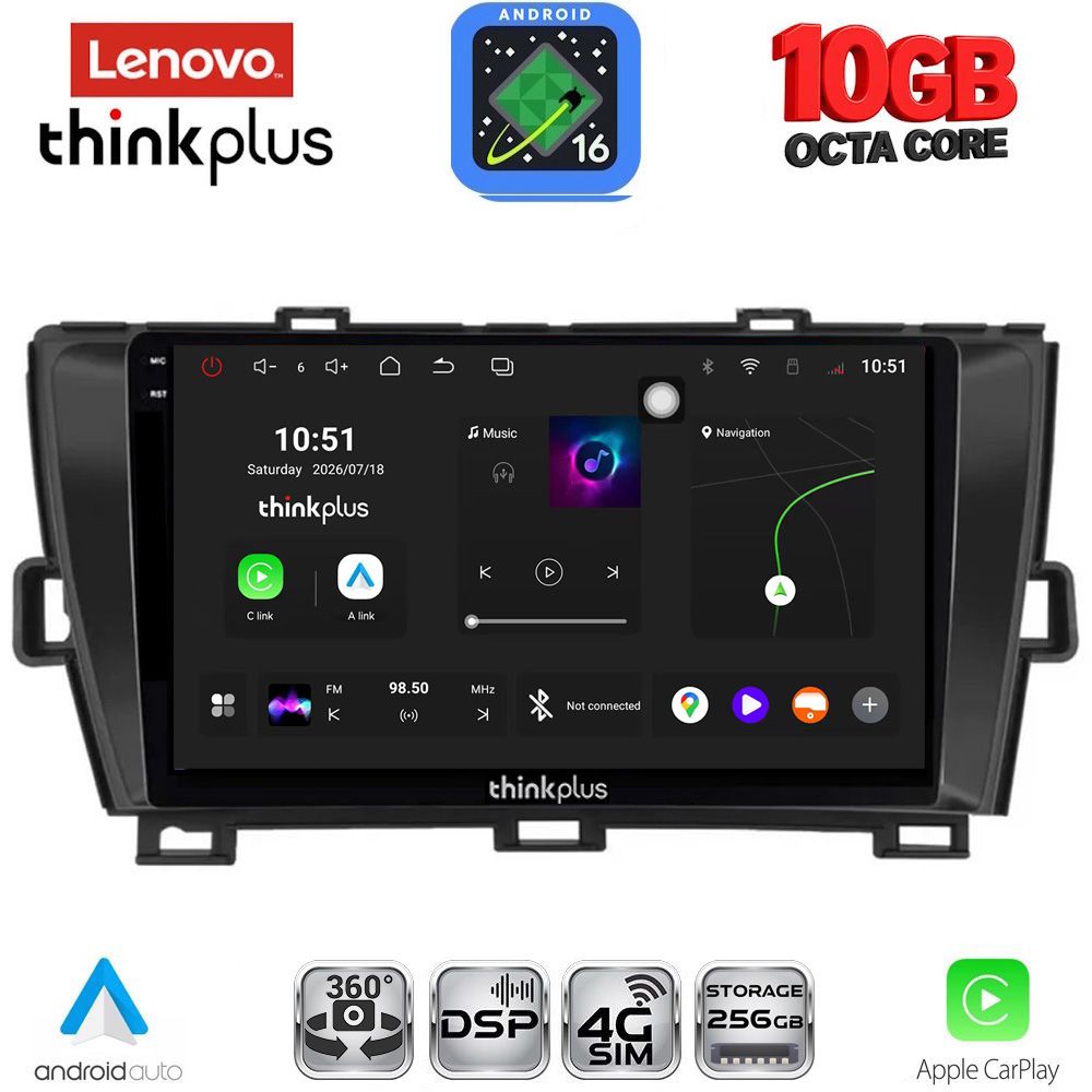 LENOVO LTM 11726BL_CPA (9inc) MULTIMEDIA TABLET for TOYOTA PRIUS mod. 2009-2015 (BLACK)