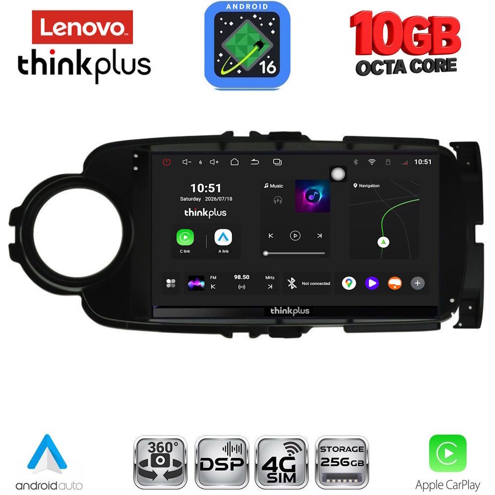 LENOVO LTM 11737BL_CPA (9inc) MULTIMEDIA TABLET for TOYOTA YARIS mod. 2011-2015 (BLACK)