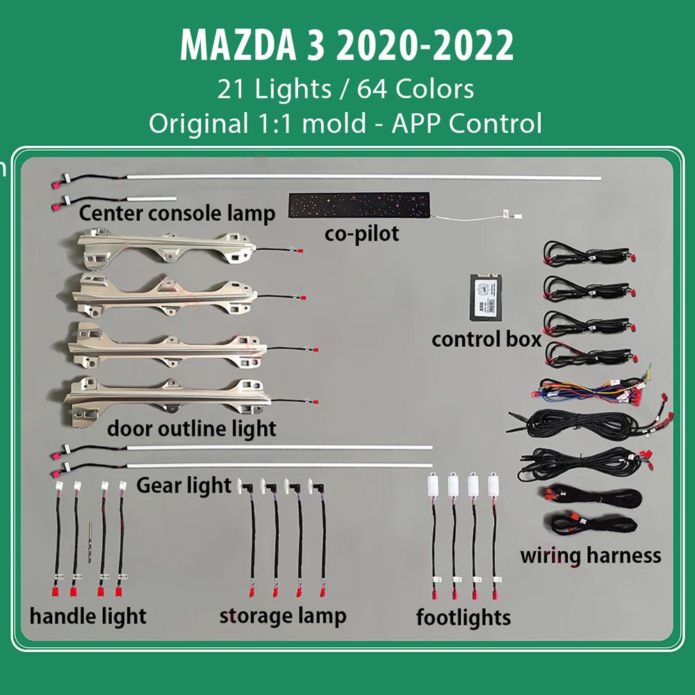 DIQ AMBIENT MAZDA 3 (BP) mod. 2019> (Digital iQ Ambient Light Mazda 3 (BP) mod. 2019> with 21 Lights)