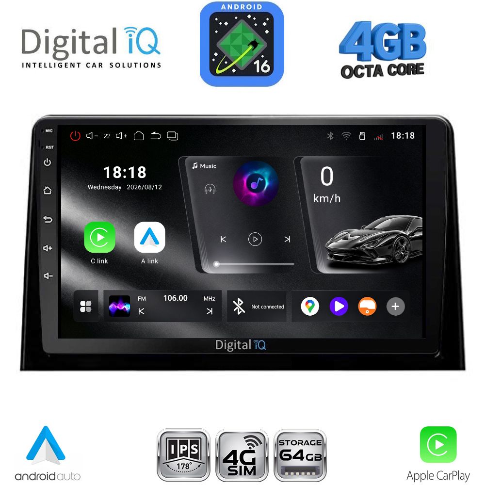 DIGITAL IQ RTG 6082_CPA (10inc) MULTIMEDIA TABLET for CITROEN BERLINGO – OPEL COMBO – PEUGEOT PARTNER – TOYOTA PROACE mod. 2018-2026 - FIAT DOBLO mod. 2022-2026