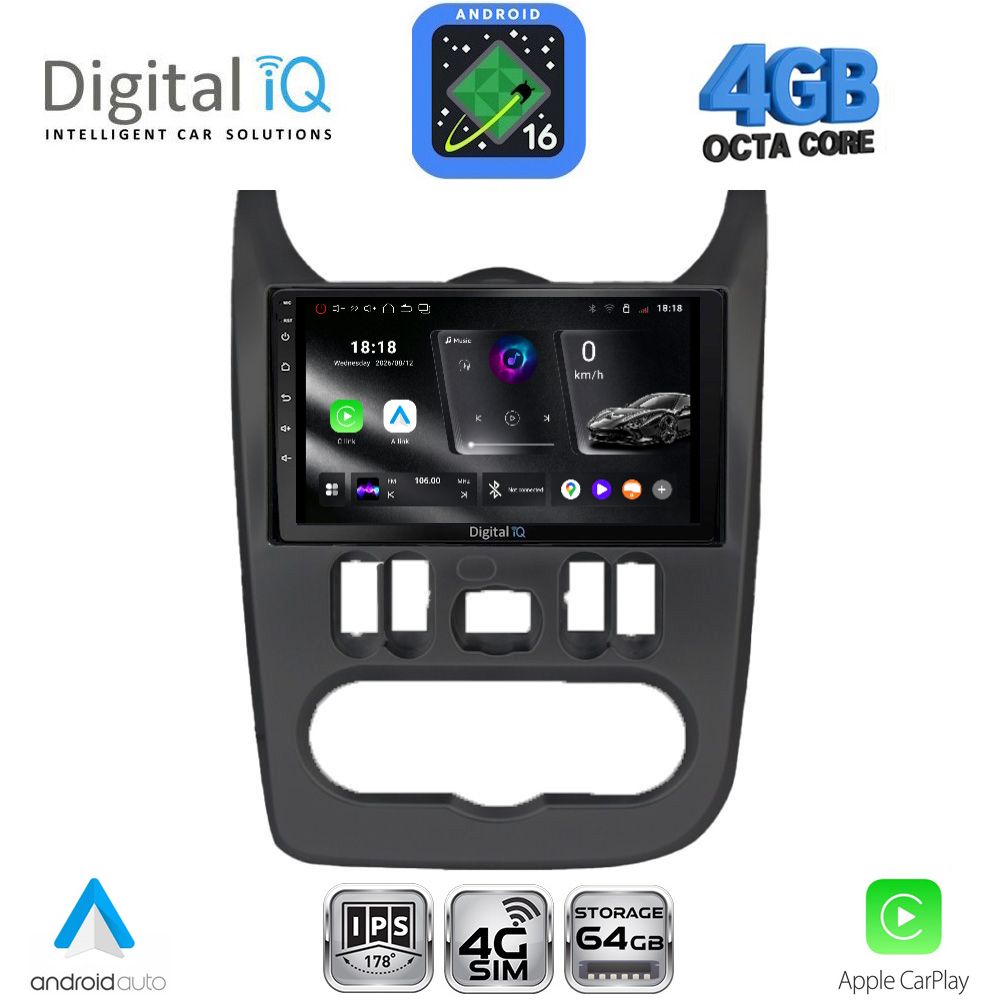 DIGITAL IQ RTG 6101BL_CPA (9inc) MULTIMEDIA TABLET for DACIA DUSTER – LOGAN – SANDERO mod. 2006-2012 (BLACK)