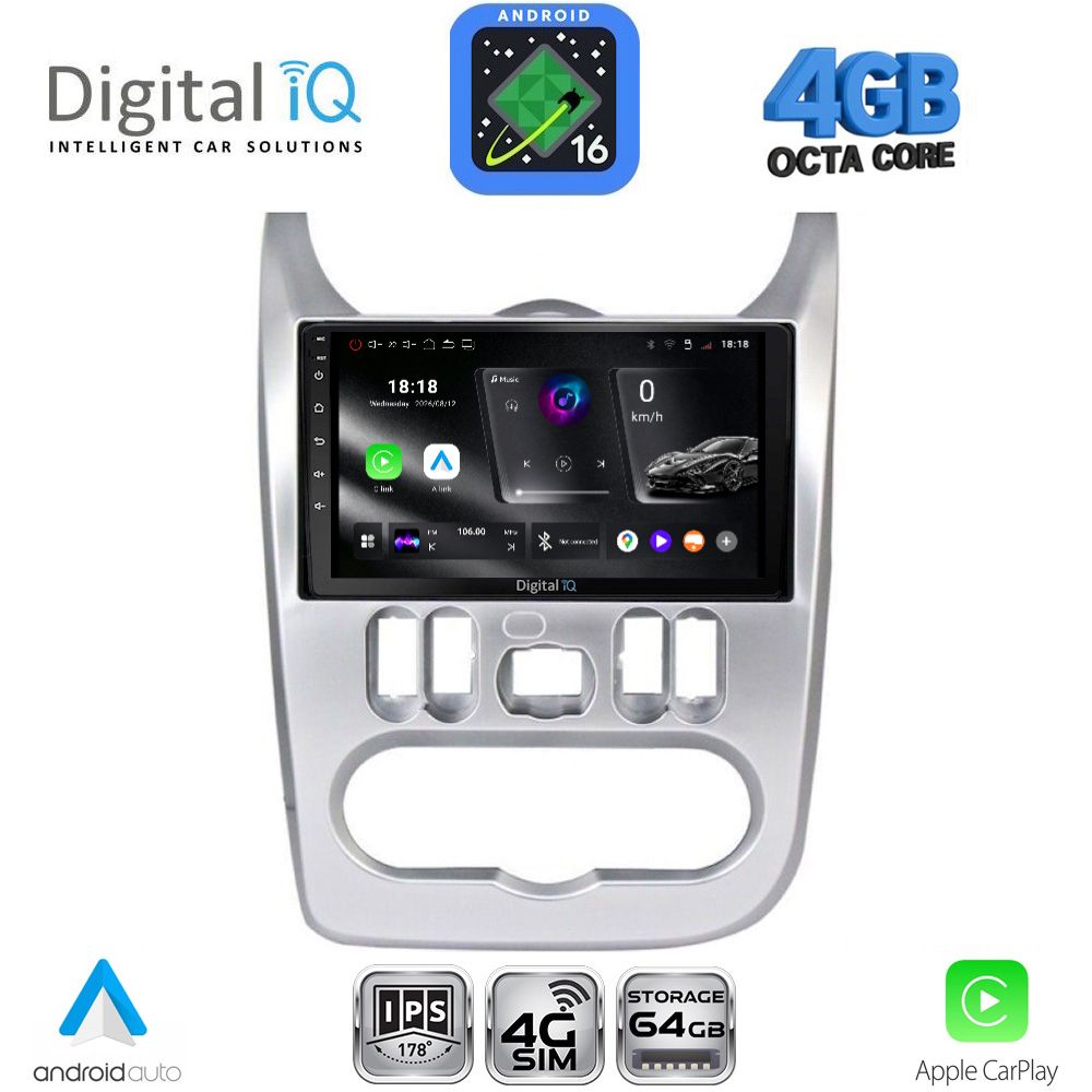 DIGITAL IQ RTG 6101SL_CPA (9inc) MULTIMEDIA TABLET for DACIA DUSTER – LOGAN – SANDERO mod. 2006-2012 (SILVER)