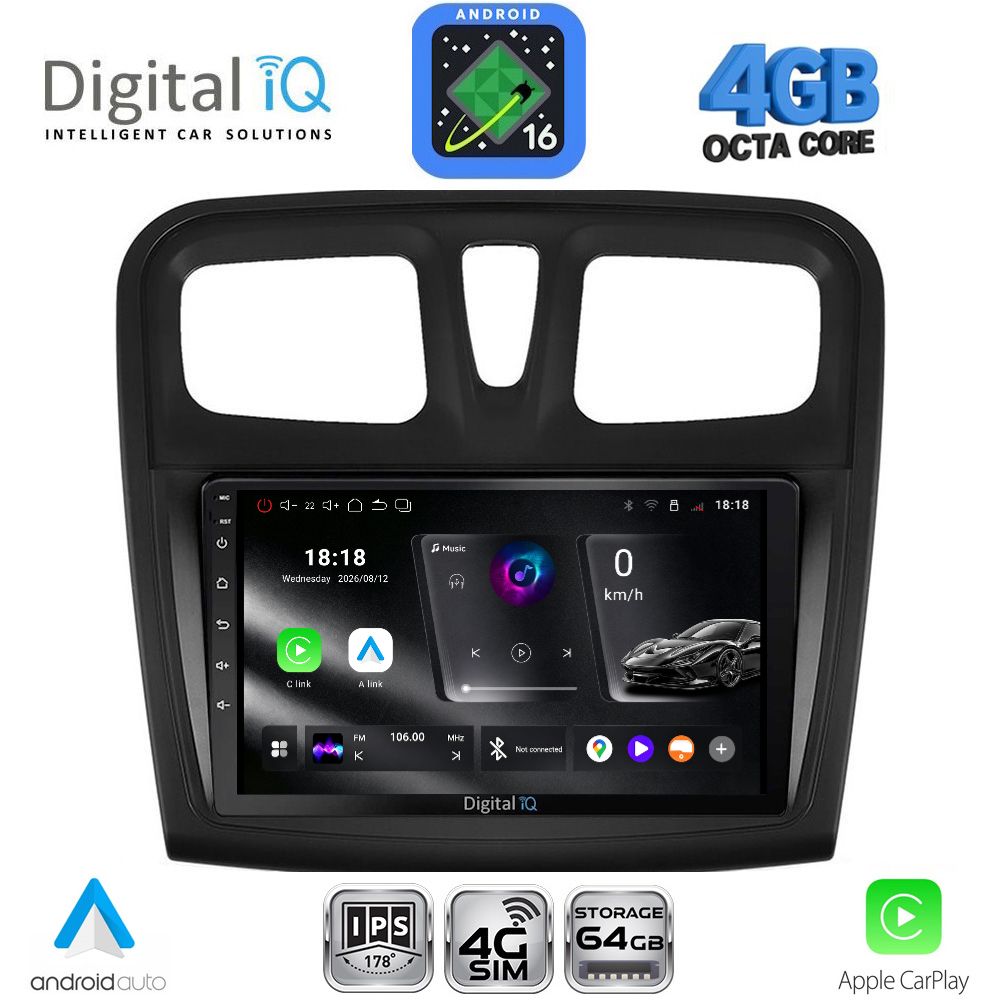 DIGITAL IQ RTG 6108SQ_CPA (9inc) MULTIMEDIA TABLET for DACIA LOGAN – SANDERO mod. 2012-2019