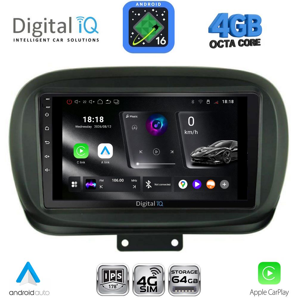 DIGITAL IQ RTG 6134_CPA (9inc) MULTIMEDIA TABLET for FIAT 500Χ mod. 2014-2024