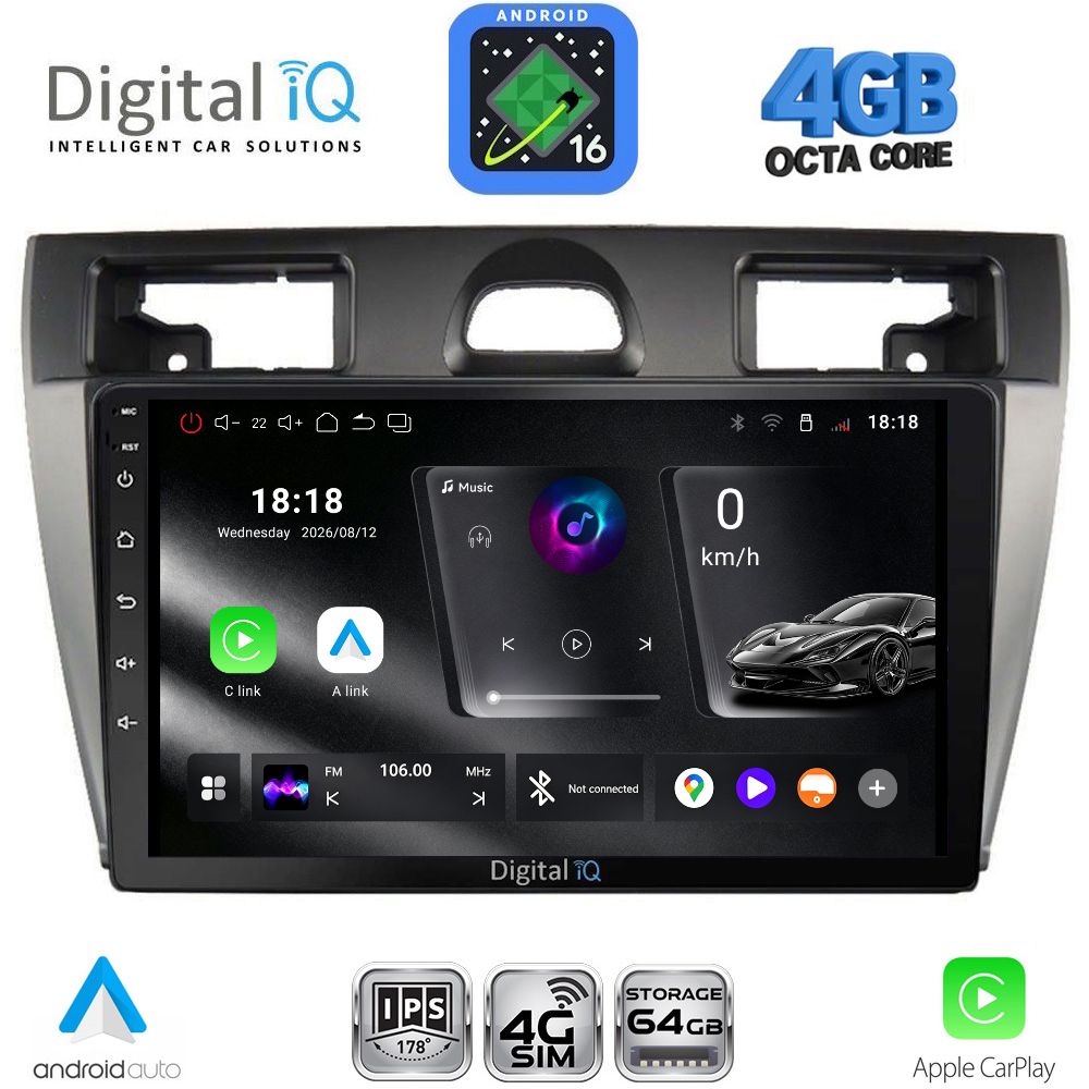 DIGITAL IQ RTG 6153SL_CPA (9inc) MULTIMEDIA TABLET for FORD FIESTA mod. 2005-2008 (SILVER)