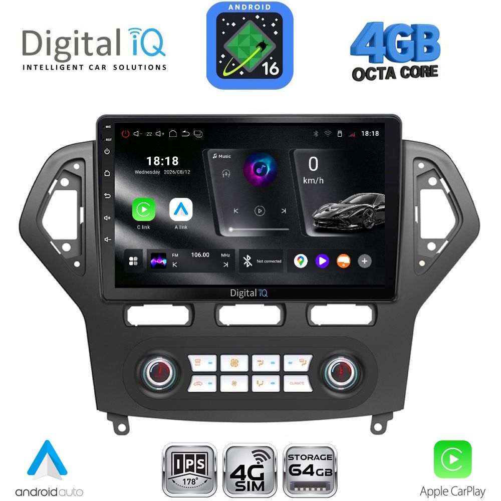 DIGITAL IQ RTG 6162_CPA CLIMA (10inc) MULTIMEDIA TABLET for FORD MONDEO mod. 2007-2011