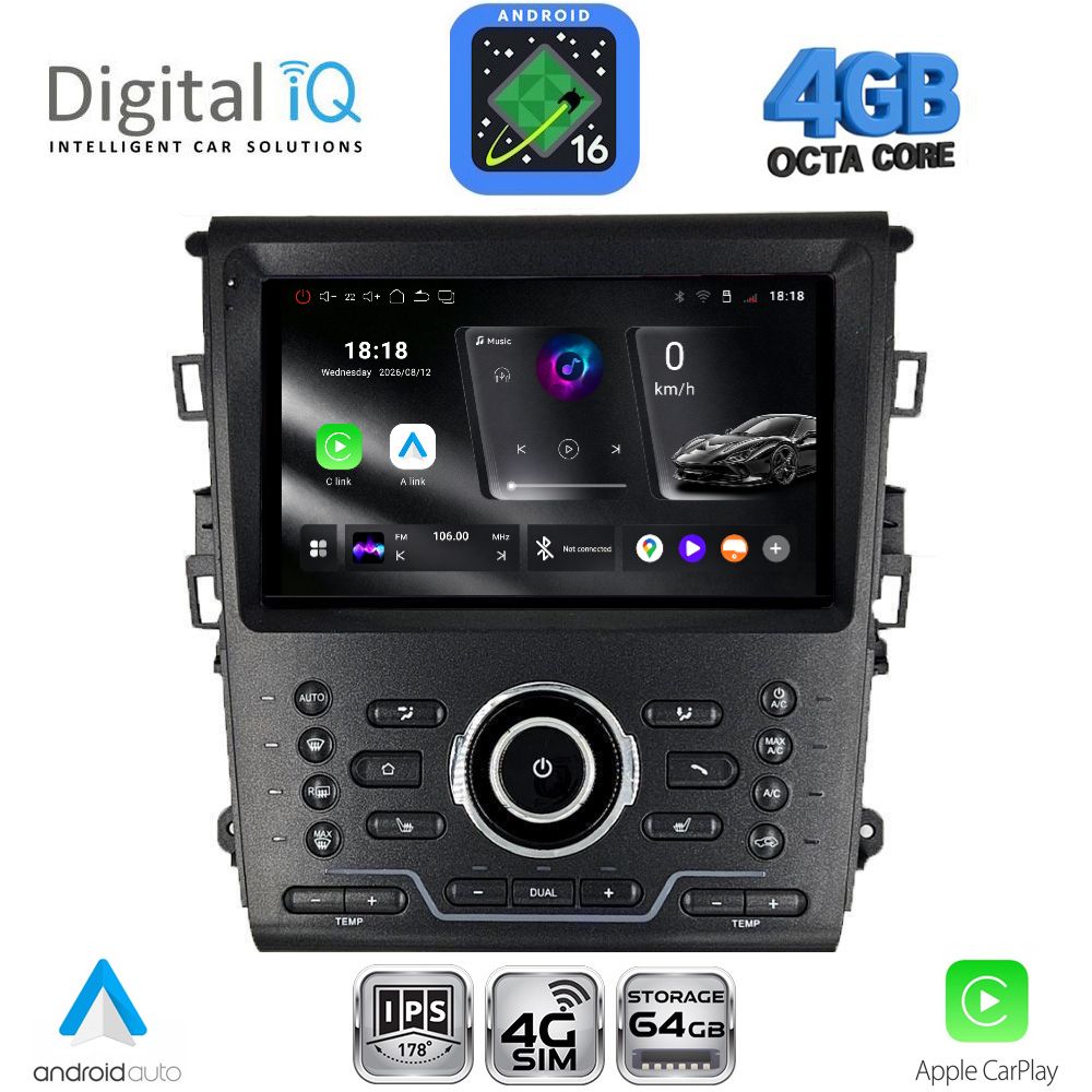 DIGITAL IQ RTG 6164_CPA CLIMA (9inc) MULTIMEDIA TABLET for FORD MONDEO mod. 2014-2023