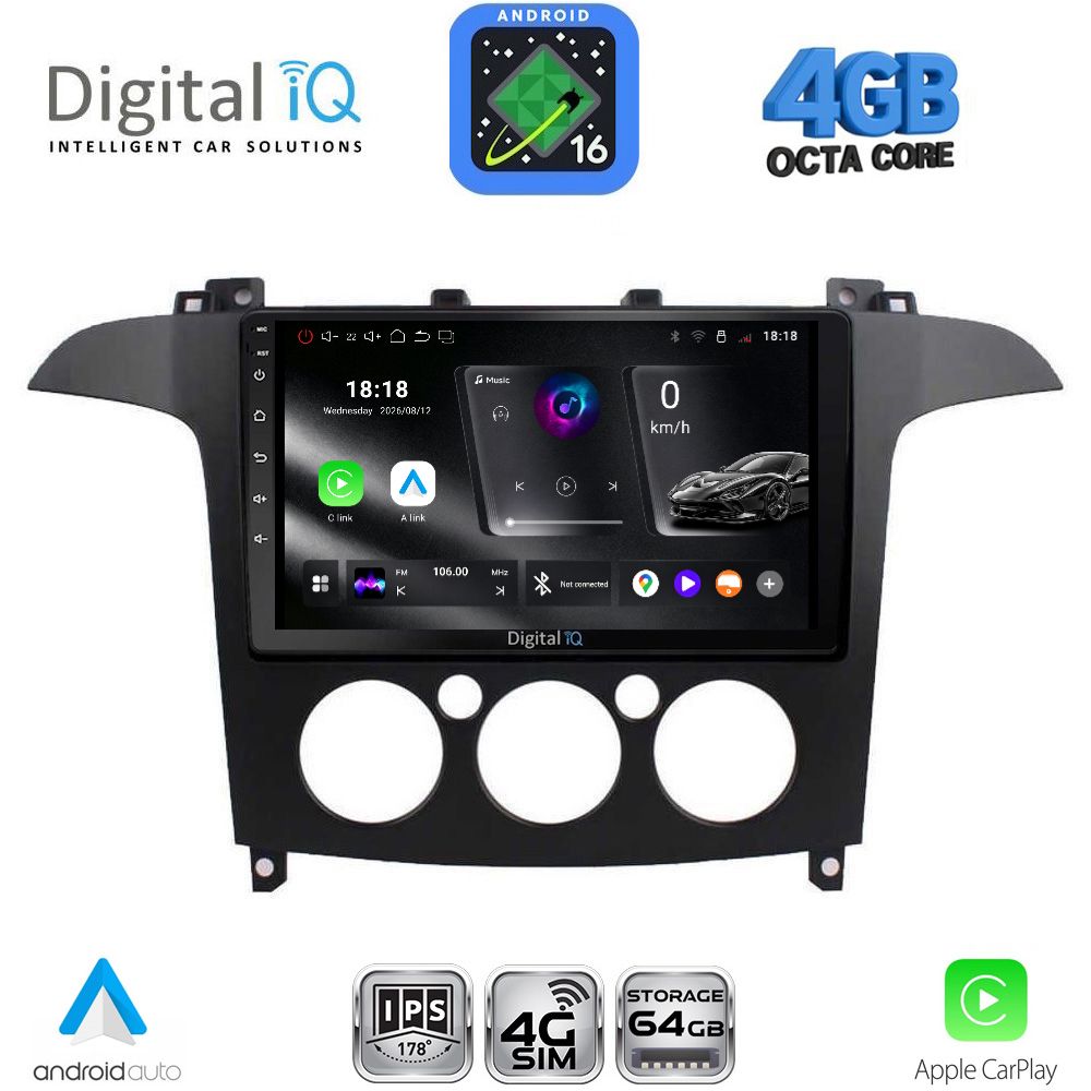 DIGITAL IQ RTG 6175_CPA A/C (9inc) MULTIMEDIA TABLET for FORD SMAX mod. 2006-2014