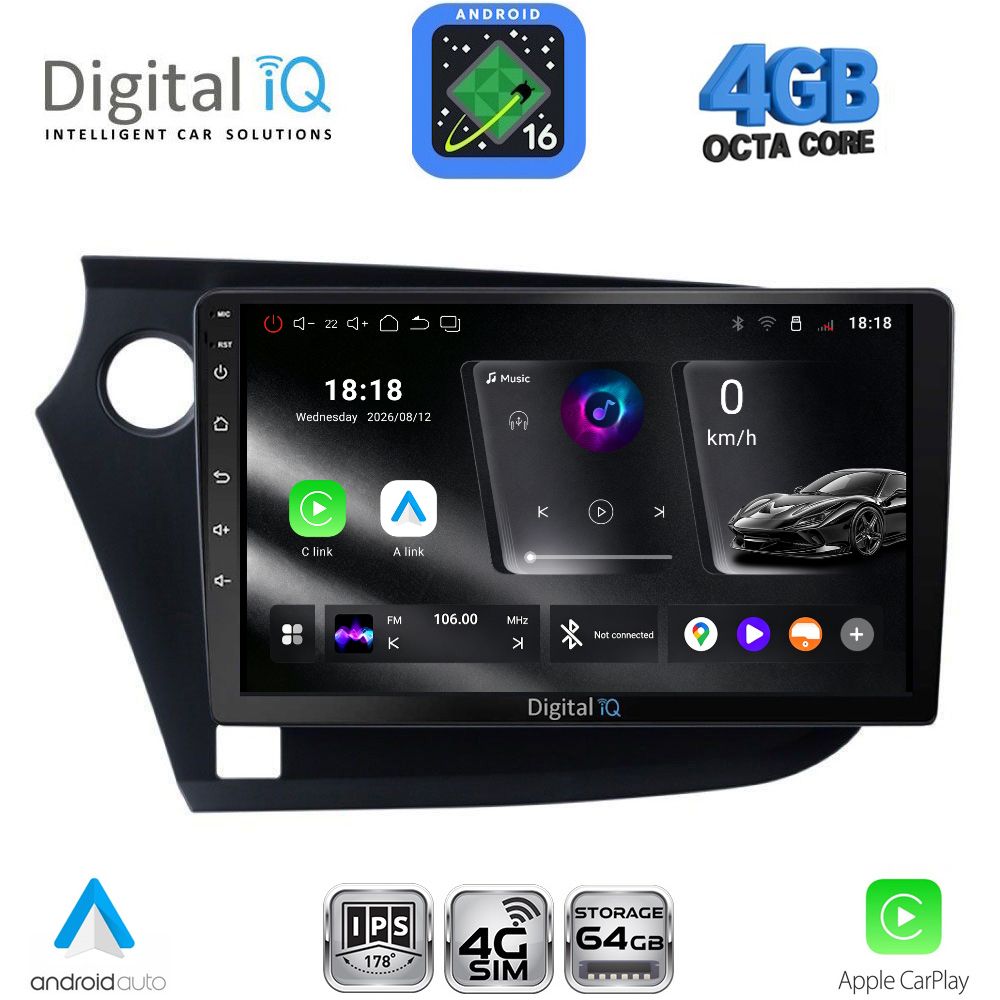 DIGITAL IQ RTG 6205_CPA (9inc) MULTIMEDIA TABLET for HONDA INSIGHT mod. 2009-2014