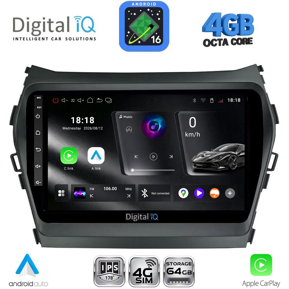 DIGITAL IQ RTG 6238_CPA (9inc) MULTIMEDIA TABLET for HYUNDAI IX45 - SANTA FE mod. 2013-2017