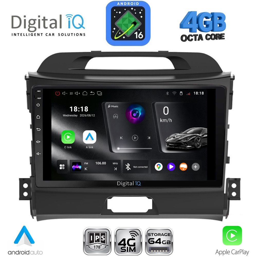 DIGITAL IQ RTG 6325_CPA (9inc) MULTIMEDIA TABLET for KIA SPORTAGE mod. 2010-2015