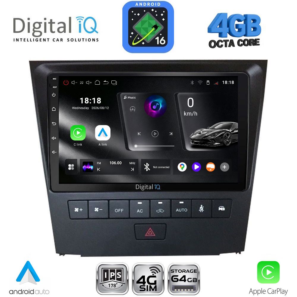 DIGITAL IQ RTG 6341_CPA (9inc) MULTIMEDIA TABLET for LEXUS GS mod. 2004-2011