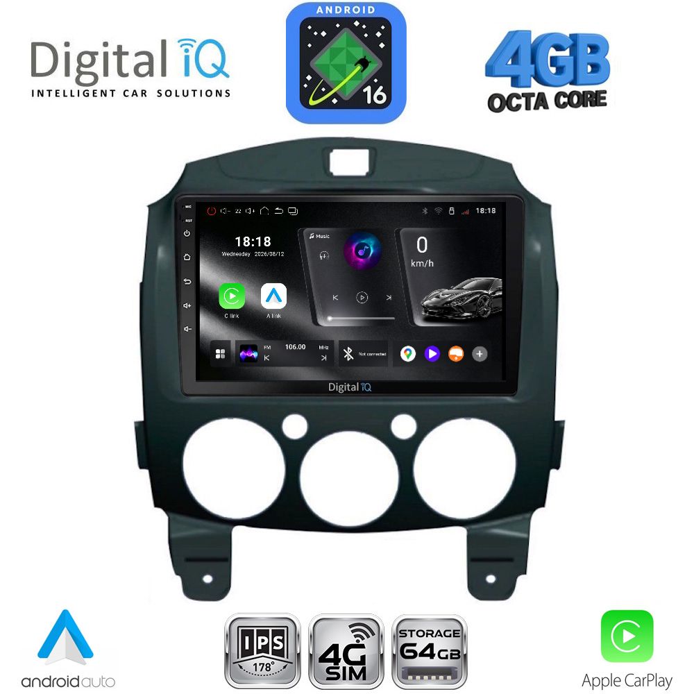 DIGITAL IQ RTG 6361_CPA (9inc) MULTIMEDIA TABLET for MAZDA 2 mod. 2007-2014