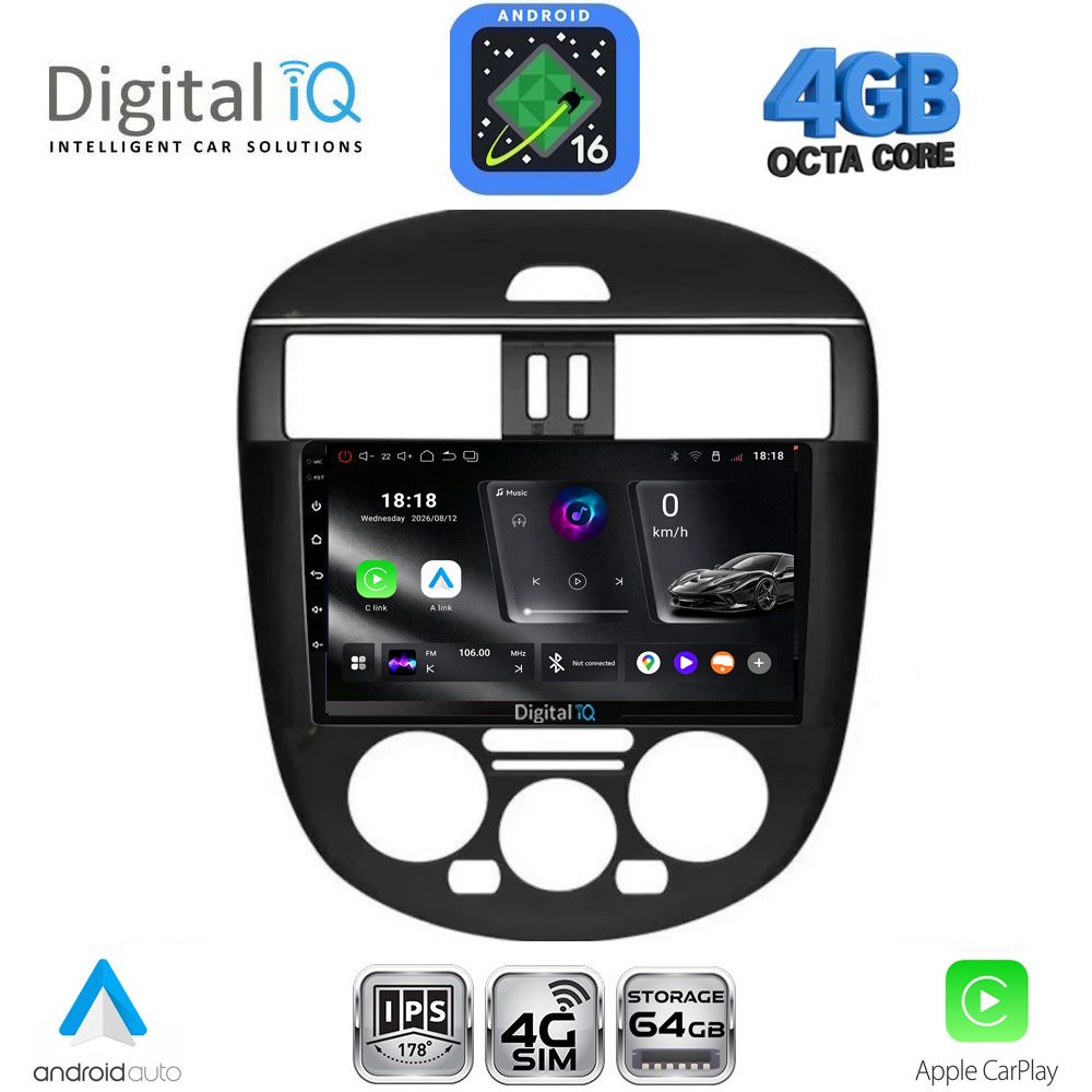 DIGITAL IQ RTG 6465B AC_CPA (9inc) MULTIMEDIA TABLET for NISSAN TIIDA mod. 2013-2023 with A/C