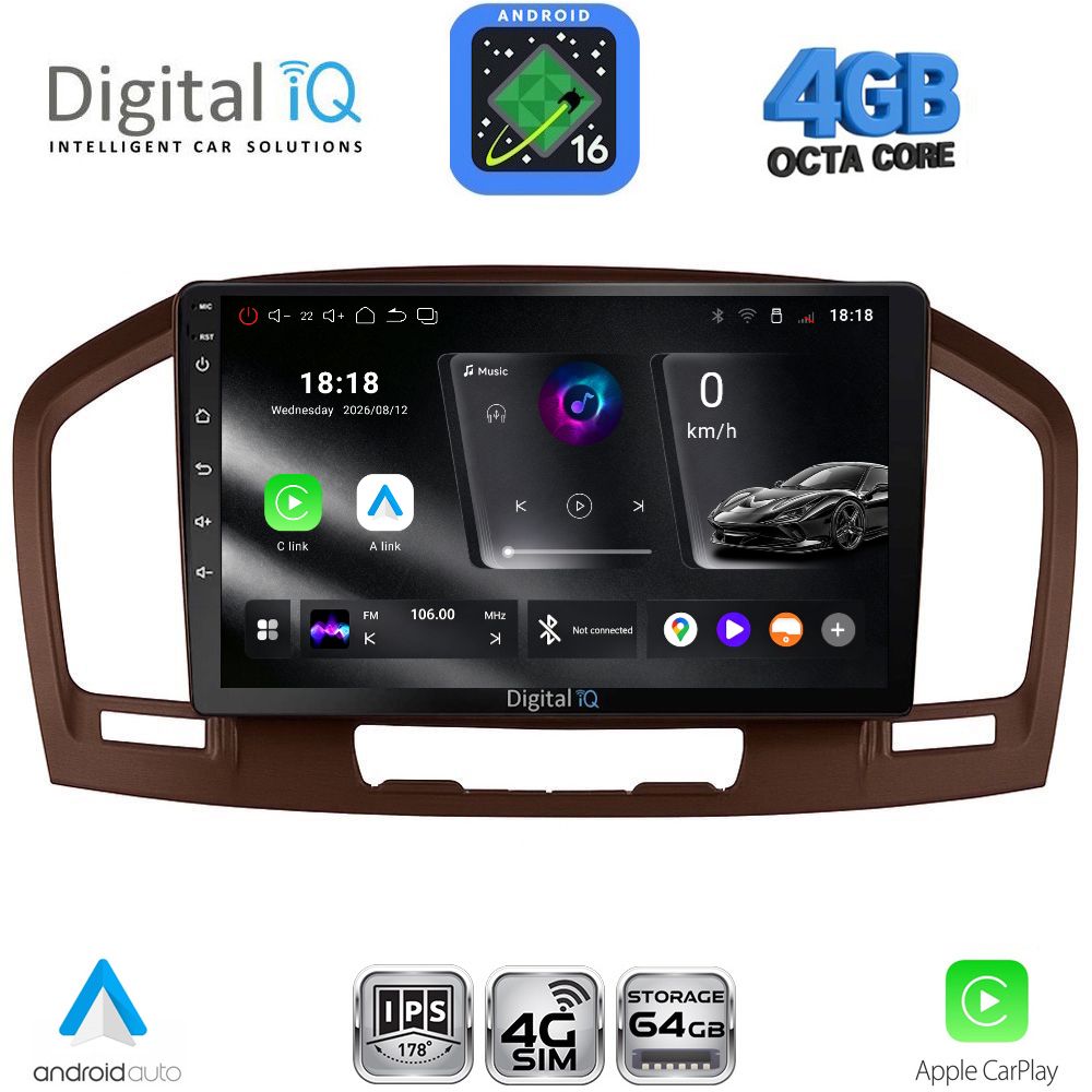 DIGITAL IQ RTG 6491BR_CPA (9inc) MULTIMEDIA TABLET for OPEL INSIGNIA mod.2008-2013 (BROWN)