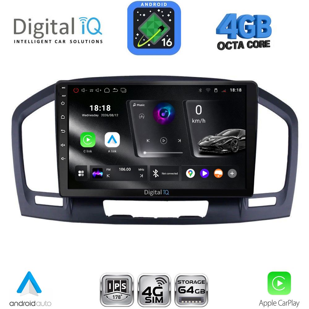 DIGITAL IQ RTG 6491BL_CPA (9inc) MULTIMEDIA TABLET for OPEL INSIGNIA mod. 2008-2013 (BLACK)