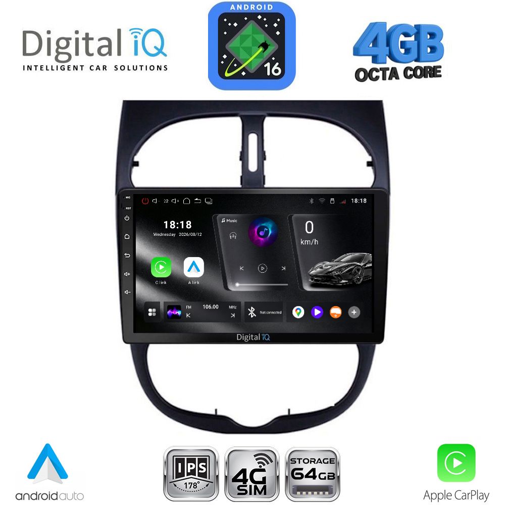 DIGITAL IQ RTG 6506_CPA (9inc) MULTIMEDIA TABLET for PEUGEOT 206 mod. 1998-2006