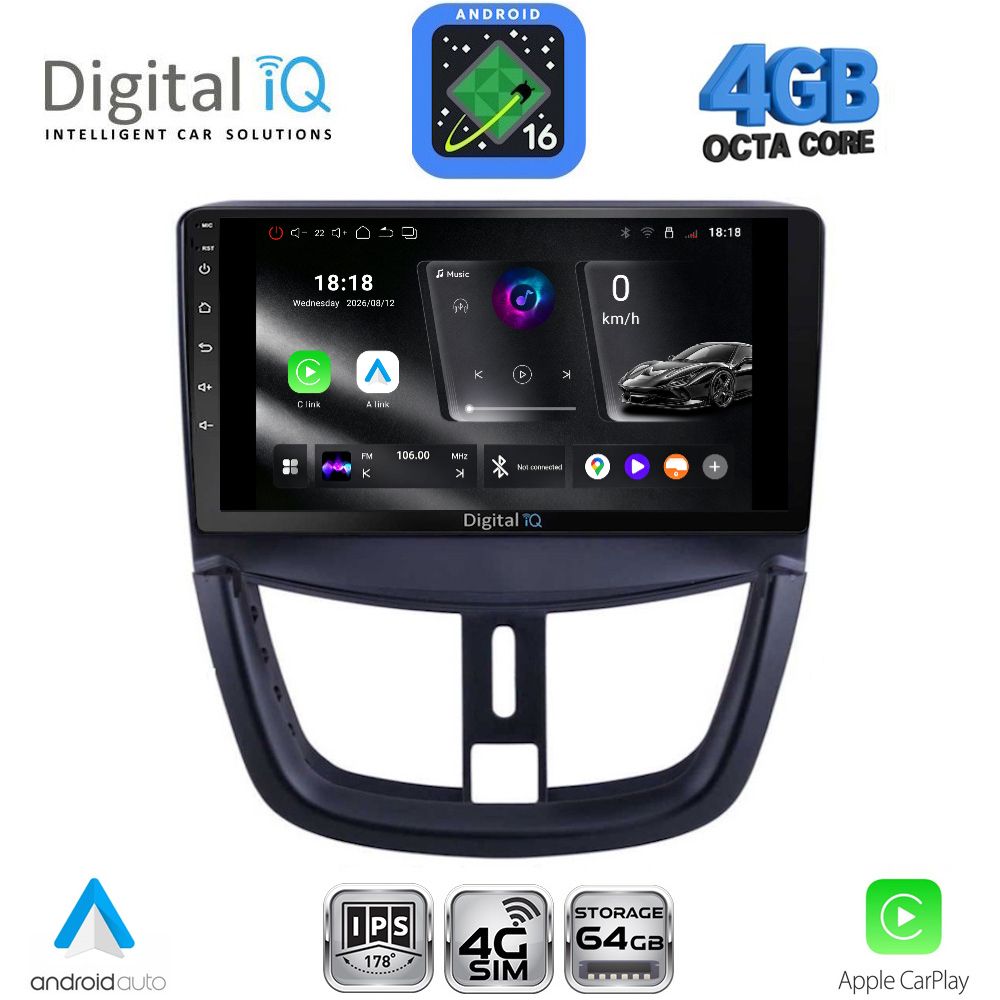 DIGITAL IQ RTG 6507_CPA (9inc) MULTIMEDIA TABLET for PEUGEOT 207 mod. 2007-2020