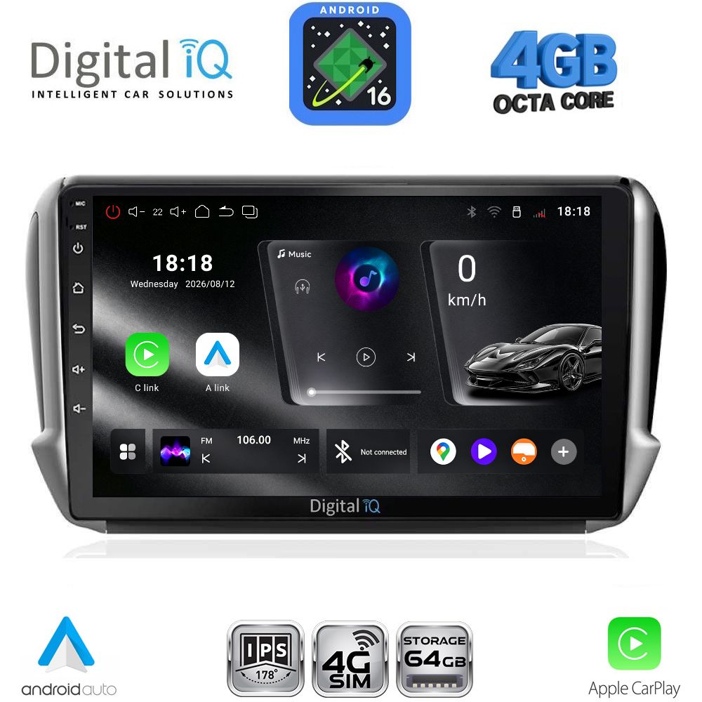 DIGITAL IQ RTG 6508_CPA (10inc) MULTIMEDIA TABLET for PEUGEOT 208-2008 mod. 2012-2021