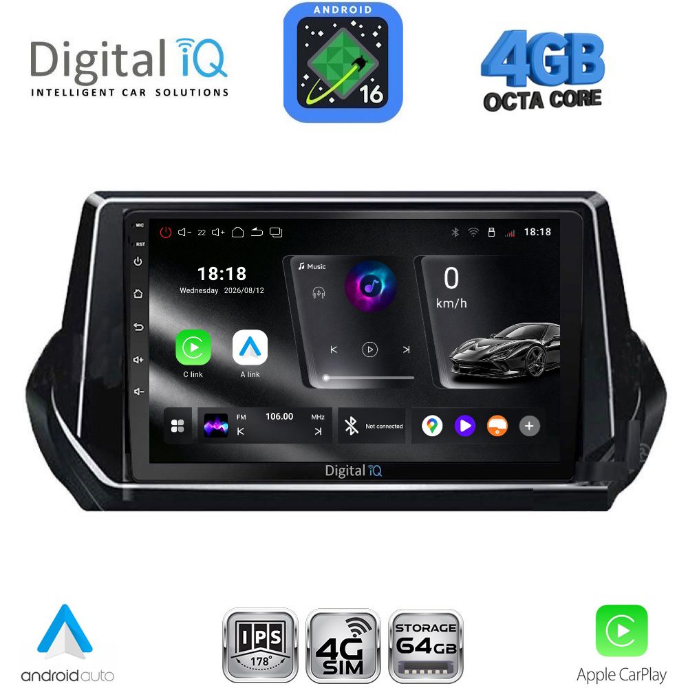 DIGITAL IQ RTG 6509_CPA (9inc) MULTIMEDIA TABLET for PEUGEOT 208 - 2008 mod. 2021-2026