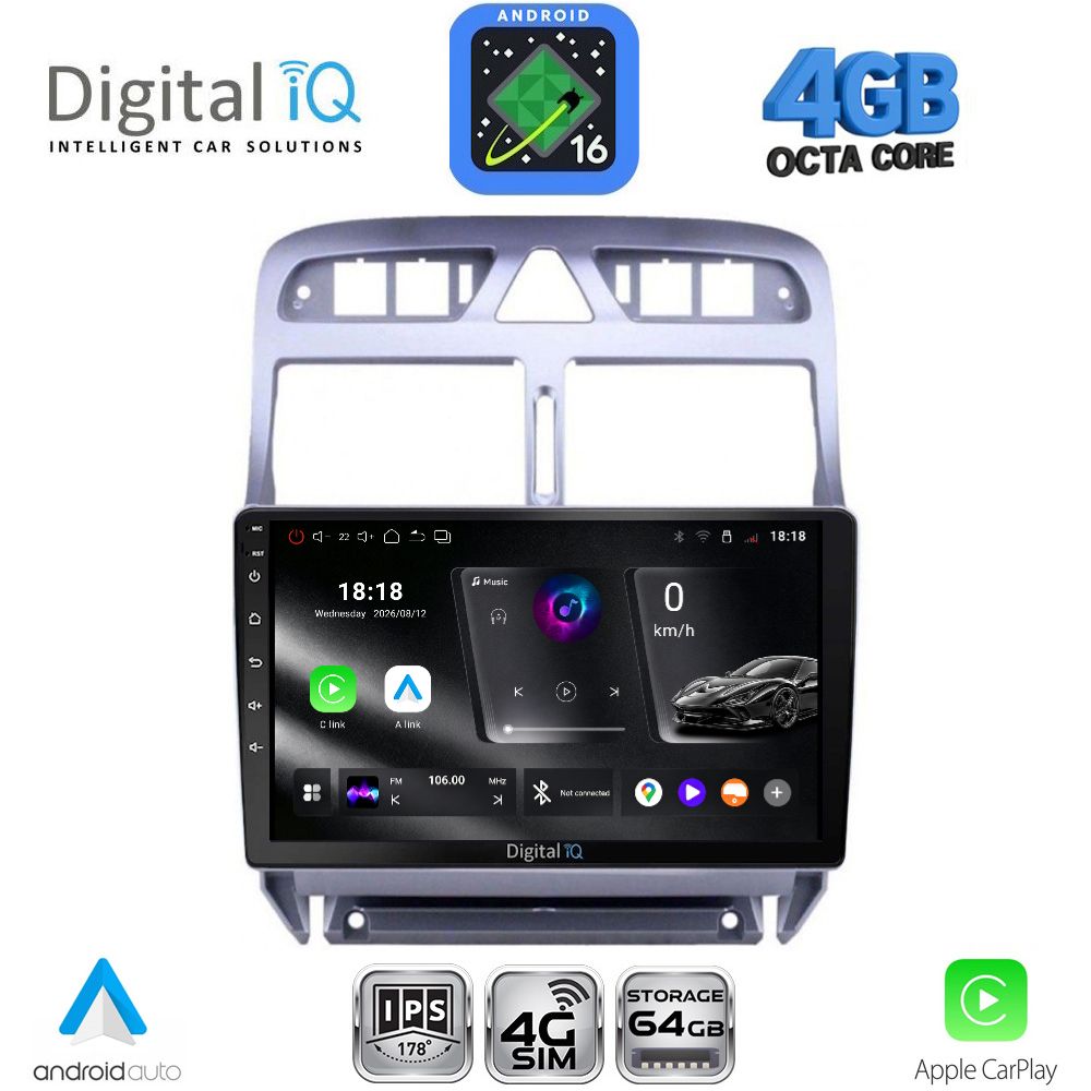 DIGITAL IQ RTG 6512_CPA (9inc) MULTIMEDIA TABLET for PEUGEOT 307 mod. 2001-2008