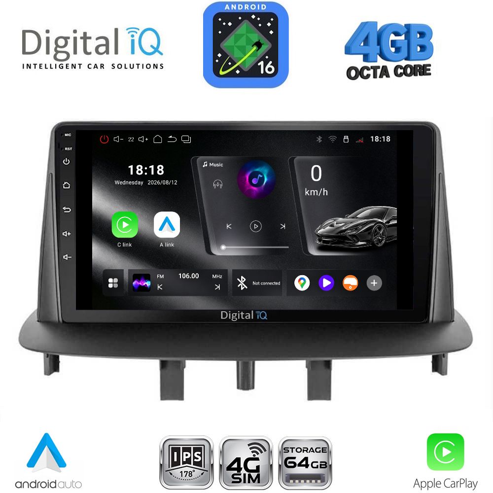 DIGITAL IQ RTG 6556_CPA (9inc) MULTIMEDIA TABLET for RENAULT MEGANE 3 mod. 2009-2016