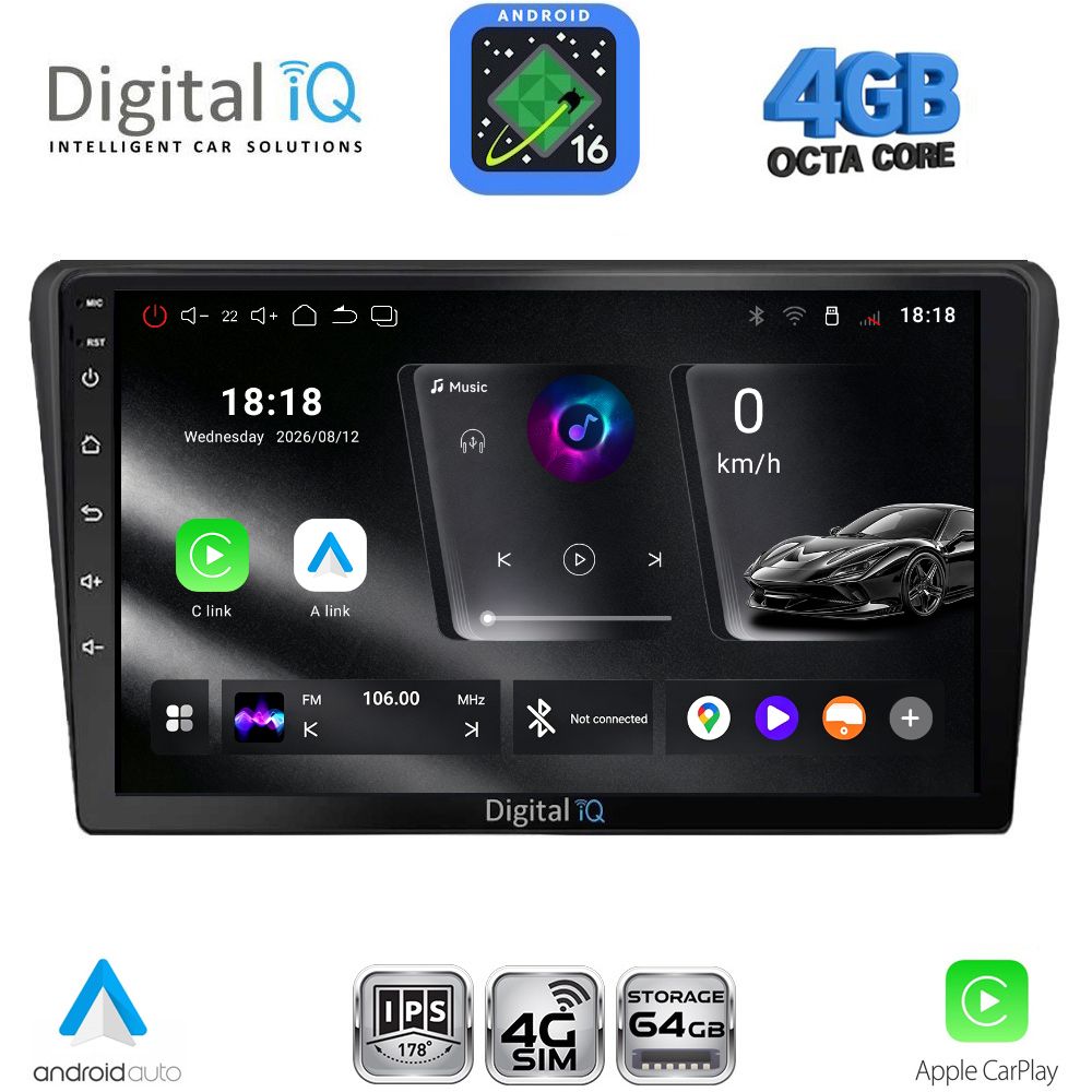 DIGITAL IQ RTG 6704BL_CPA (9inc) MULTIMEDIA TABLET for TOYOTA AVENSIS (T25) mod. 2003-2009 (BLACK)