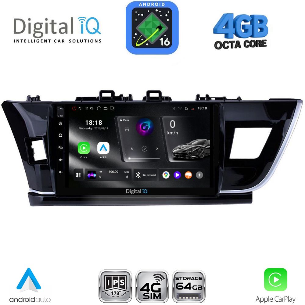 DIGITAL IQ RTG 6714BIG_CPA (10inc) MULTIMEDIA TABLET for TOYOTA COROLLA mod. 2013-2016