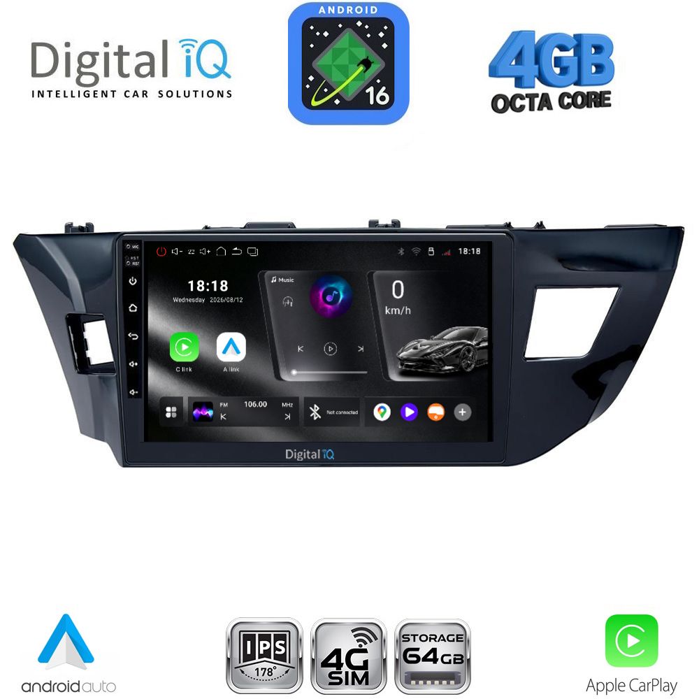DIGITAL IQ RTG 6714MD_CPA (10inc) MULTIMEDIA TABLET for TOYOTA COROLLA mod. 2013-2016