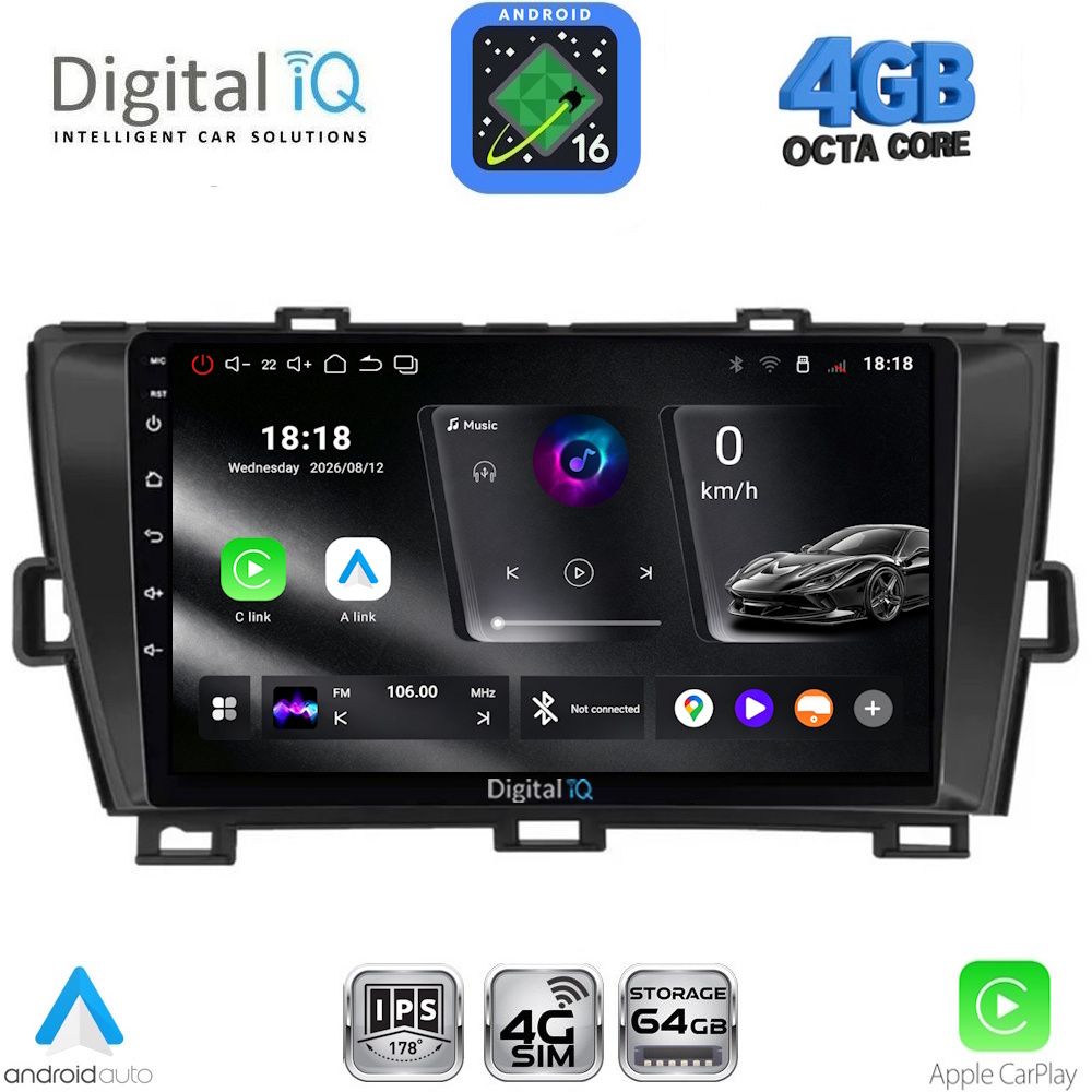 DIGITAL IQ RTG 6726BL_CPA (9inc) MULTIMEDIA TABLET for TOYOTA PRIUS mod. 2009-2015 (BLACK)