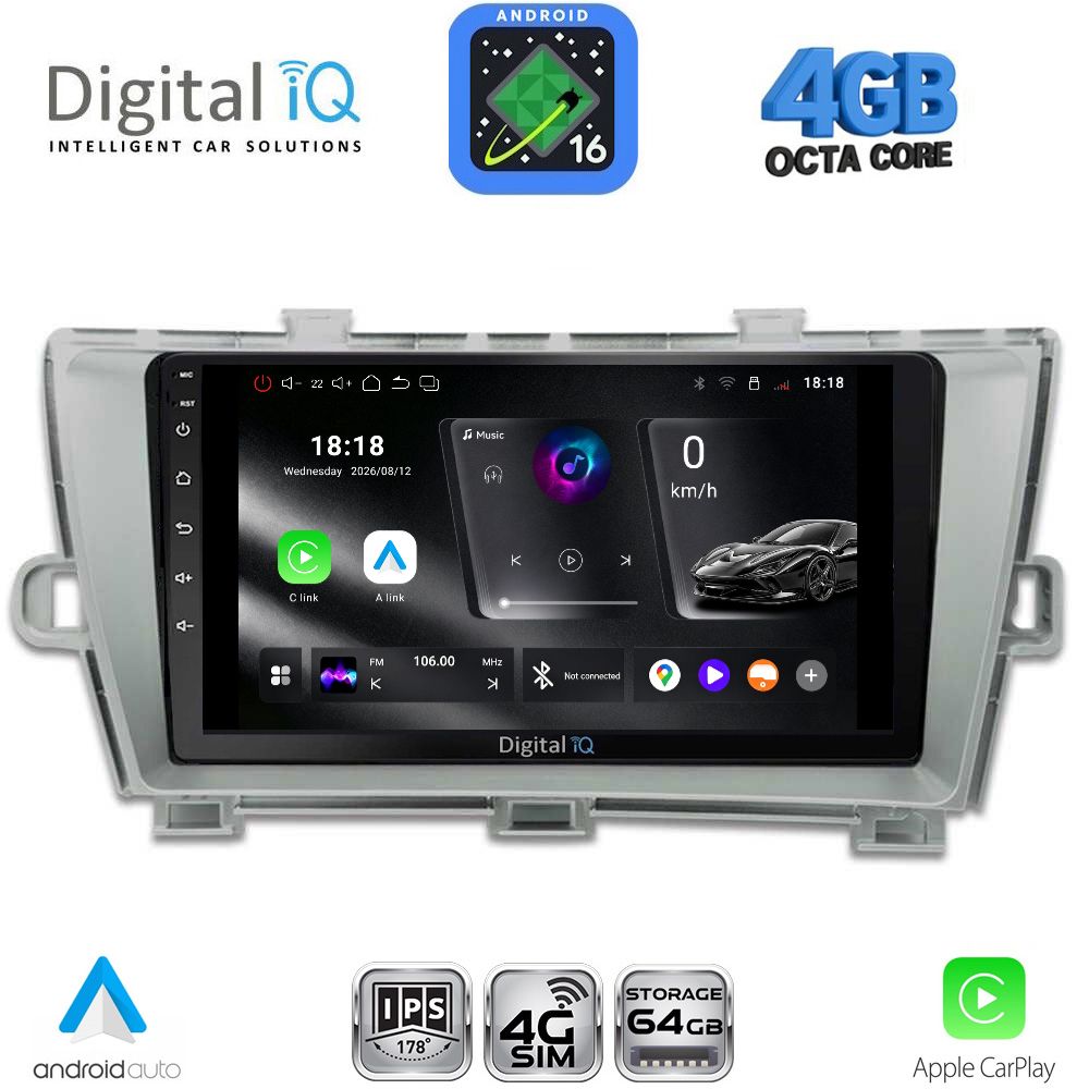 DIGITAL IQ RTG 6726SL_CPA (9inc) MULTIMEDIA TABLET for TOYOTA PRIUS mod. 2009-2015 (SILVER)