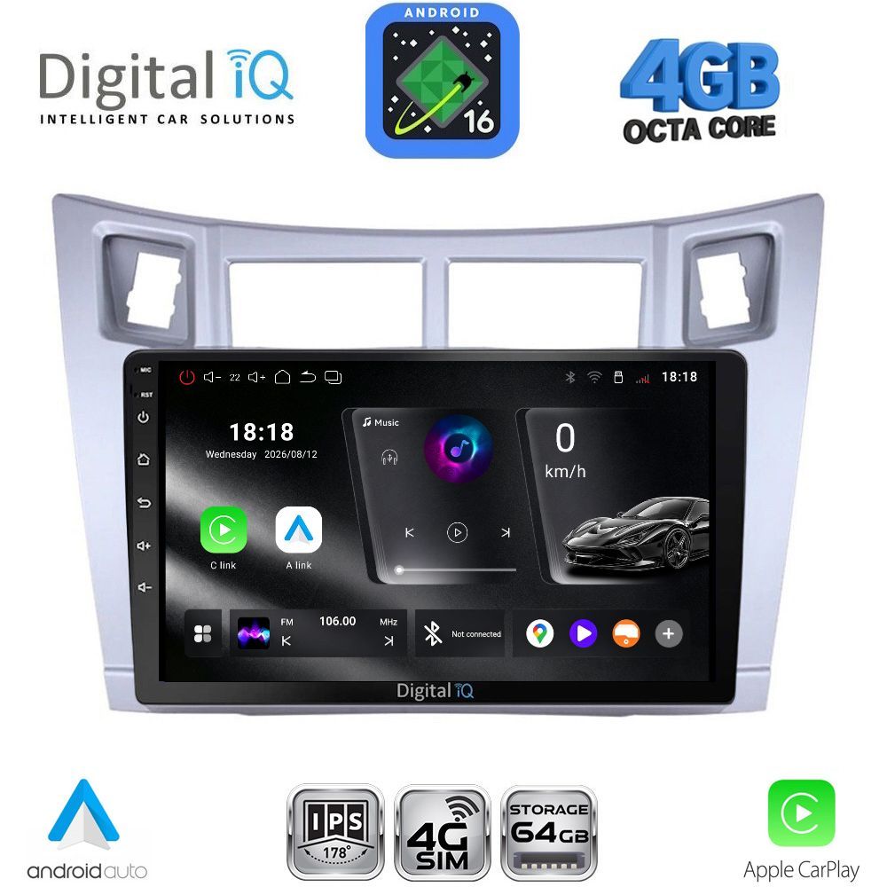 DIGITAL IQ RTG 6736SL_CPA (9inc) MULTIMEDIA TABLET for TOYOTA YARIS mod. 2006-2011 (SILVER)