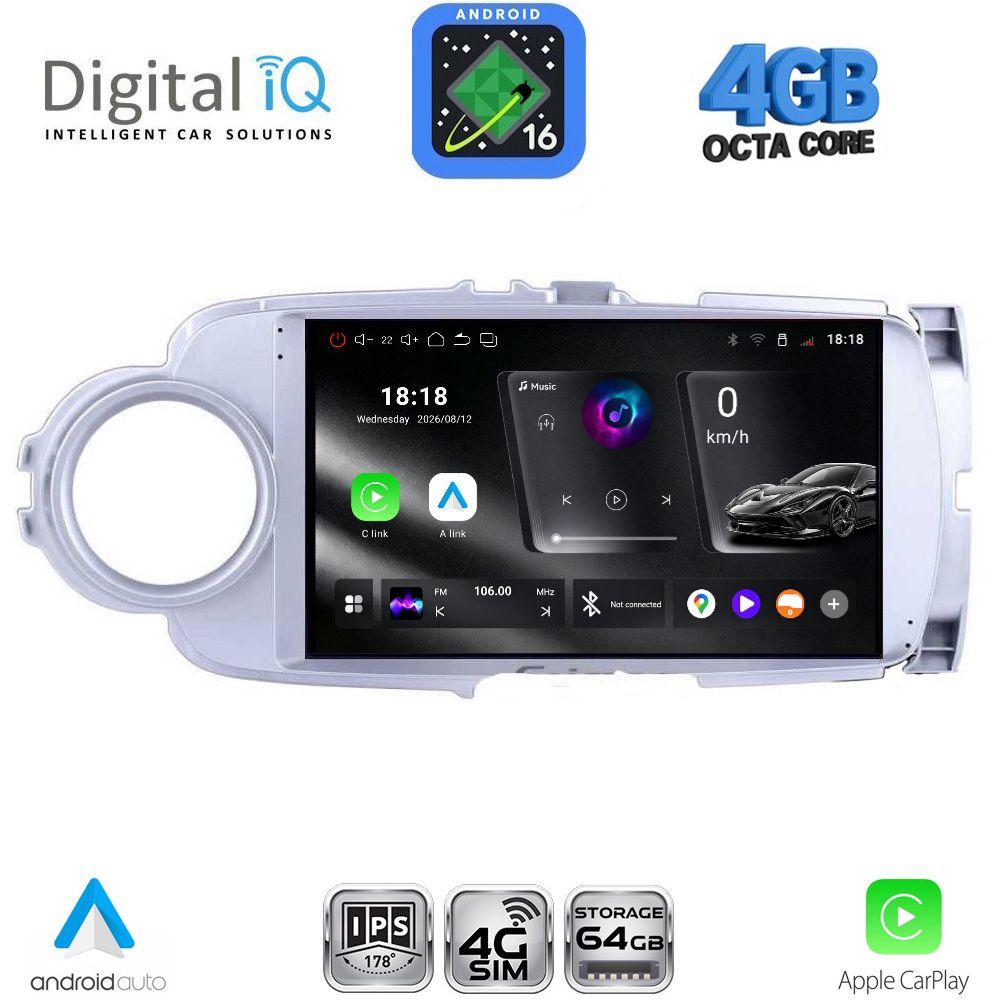 DIGITAL IQ RTG 6737SL_CPA (9inc) MULTIMEDIA TABLET for TOYOTA YARIS mod. 2011-2015 (SILVER)