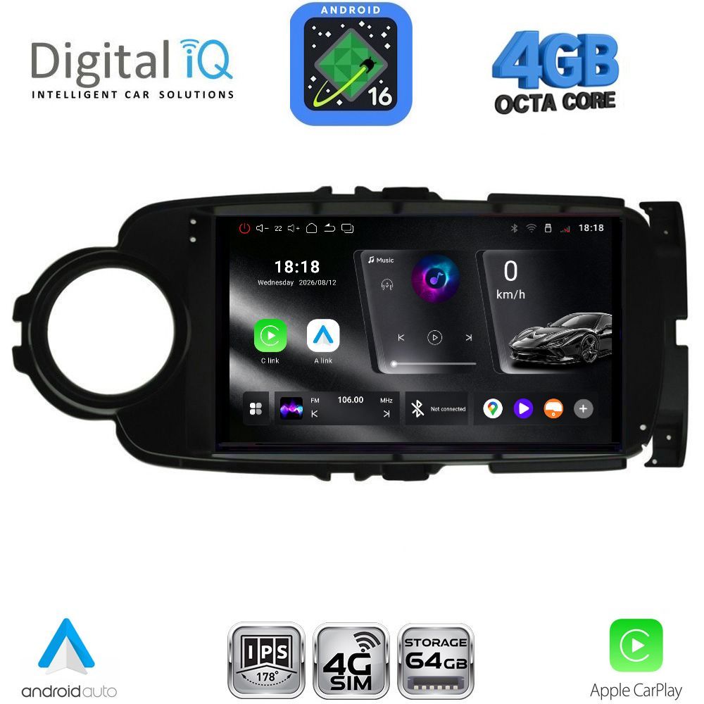 DIGITAL IQ RTG 6737BL_CPA (9inc) MULTIMEDIA TABLET for TOYOTA YARIS mod. 2011-2015 (BLACK)