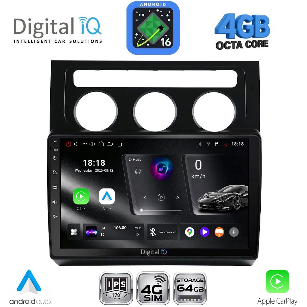DIGITAL IQ RTG 6767CL_CPA (10inc) MULTIMEDIA TABLET for VW TOURAN mod. 2003-2010 with CLIMA
