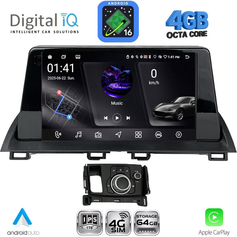 DIGITAL IQ RTG 6386_CPA (9inc) MULTIMEDIA TABLET for MAZDA CX4 mod. 2016-2025