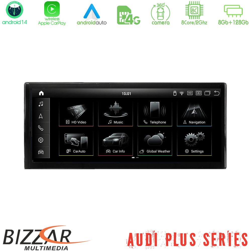 Bizzar Plus Series Audi A4/A5 (B9) 2016-2019 Android14 8Core (8+128GB) Infotainment System 10.25"