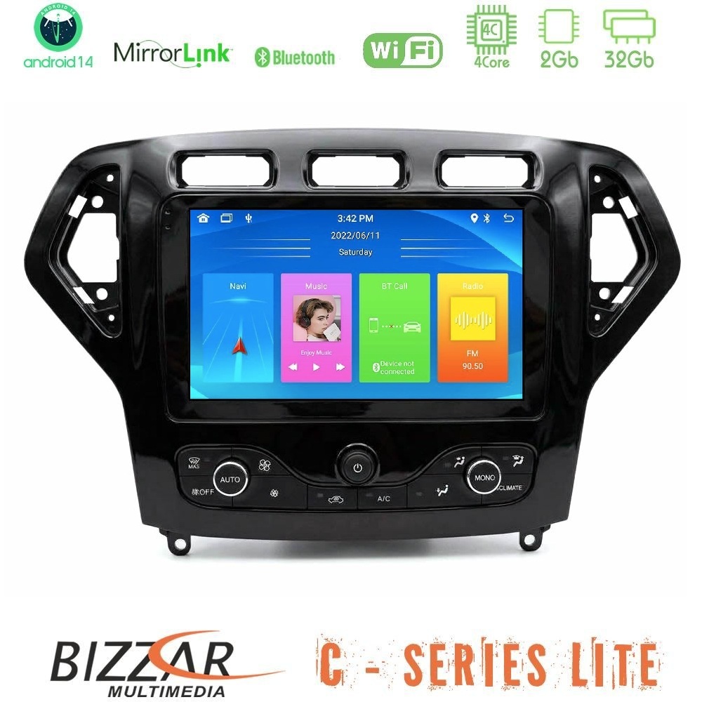 Bizzar C Series Lite 4Core Android14 2+32GB Ford Mondeo 2007-2010 (Auto AC με NAVI) Navigation Multimedia Tablet 9"
