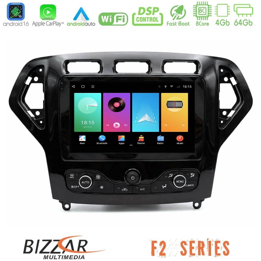 Bizzar F2 Series 8Core Android16 4+64GB Ford Mondeo 2007-2010 (Auto AC με NAVI) Navigation Multimedia Tablet 9"