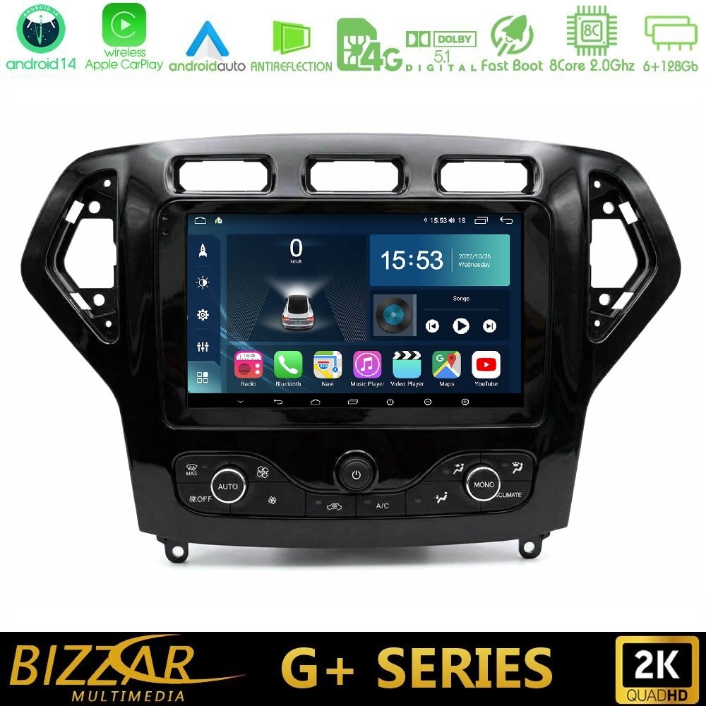 Bizzar G+ Series Ford Mondeo 2007-2010 (Auto AC με NAVI) 8core Android14 6+128GB Navigation Multimedia Tablet 9"