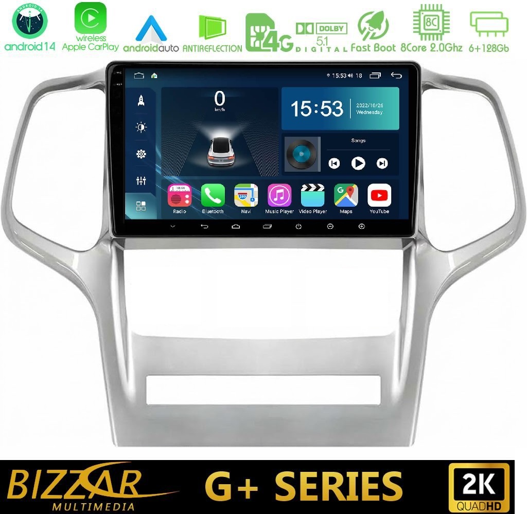 Bizzar G+ Series Jeep Grand Cherokee 2011-2013 8core Android14 6+128GB Navigation Multimedia Tablet 9"