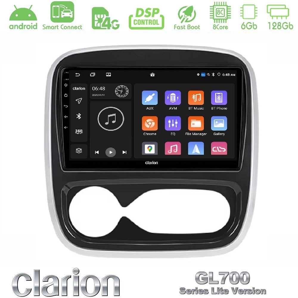 Clarion GL700 Lite Series 8Core Android ClarionOS 6+128GB Renault/Nissan/Opel/Fiat Navigation Multimedia Tablet 9" Με Carplay & Android Auto (AUTO A/C)