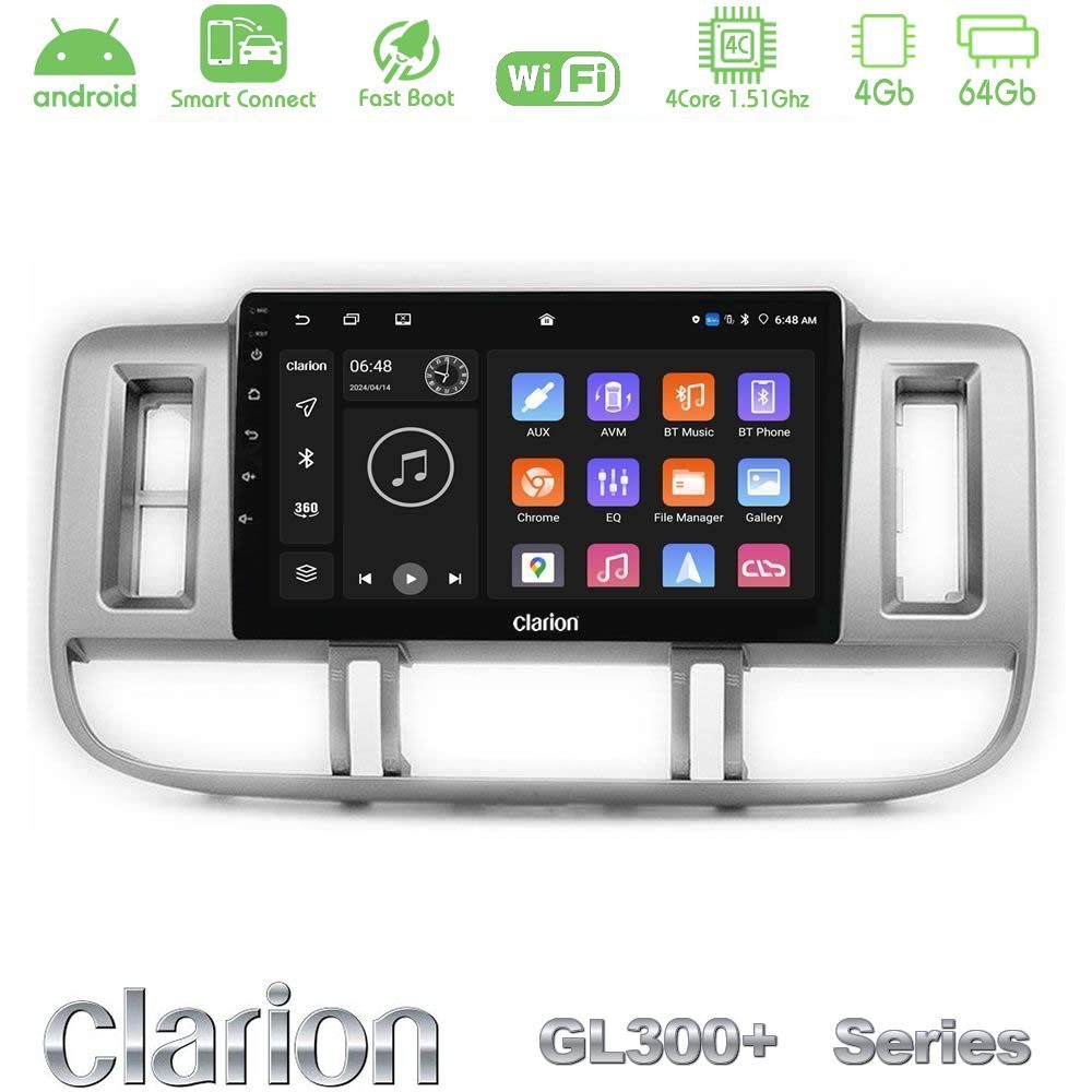 Clarion GL300+ Series 4Core Android ClarionOS 4+64GB  Nissan X-Trail (T30) 2000-2003 Navigation Multimedia Tablet 9"